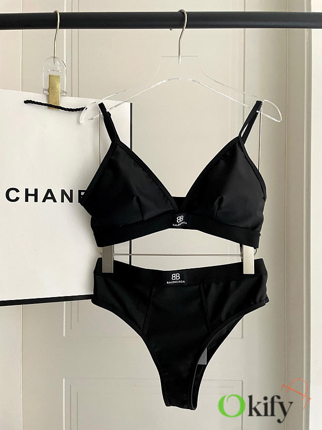 Okify Balenciaga Black Two Piece Bikini S-XL 23641 - 1
