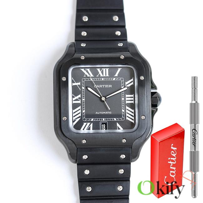 Okify Cartier De Santos Watch In Black  - 1