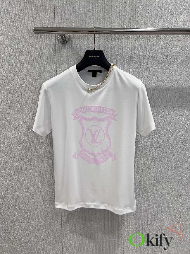 Okify Louis Vuitton Signature Zipper Detail T-Shirt 1AIB80 SML  - 1