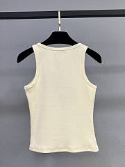 Okify MiuMiu Cream Diamond Studded Letter Tank Top SML  - 3