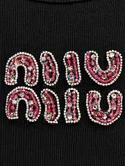 Okify MiuMiu Black Diamond Studded Letter Tank Top SML  - 3