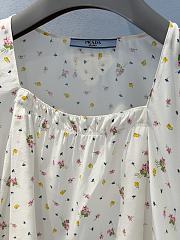 Okify Prada Lace Sleeve Floral Silk Patchwork Short-sleeved Top - 5