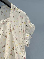 Okify Prada Lace Sleeve Floral Silk Patchwork Short-sleeved Top - 2