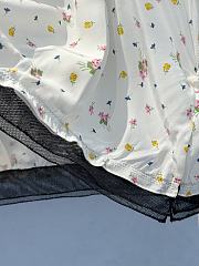 Okify Prada Lace Sleeve Floral Silk Patchwork Short-sleeved Top - 3