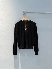 Okify Loro Piana V Neck Silk Cardigan In Black SML  - 1