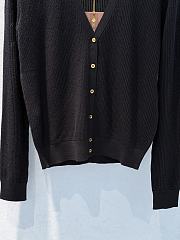 Okify Loro Piana V Neck Silk Cardigan In Black SML  - 3