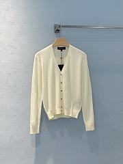 Okify Loro Piana V Neck Silk Cardigan In White SML  - 1