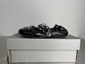 Okify Balenciaga Le City Flat Ballet Shoes In Black Crinkle EU35-40 