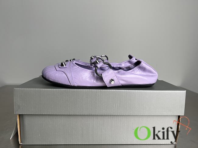 Okify Balenciaga Le City Flat Ballet Shoes In Purple Crinkle EU35-40  - 1