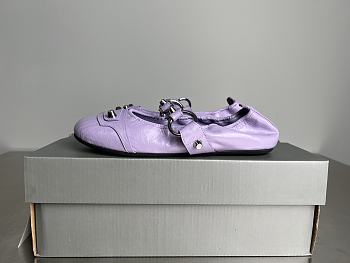 Okify Balenciaga Le City Flat Ballet Shoes In Purple Crinkle EU35-40 
