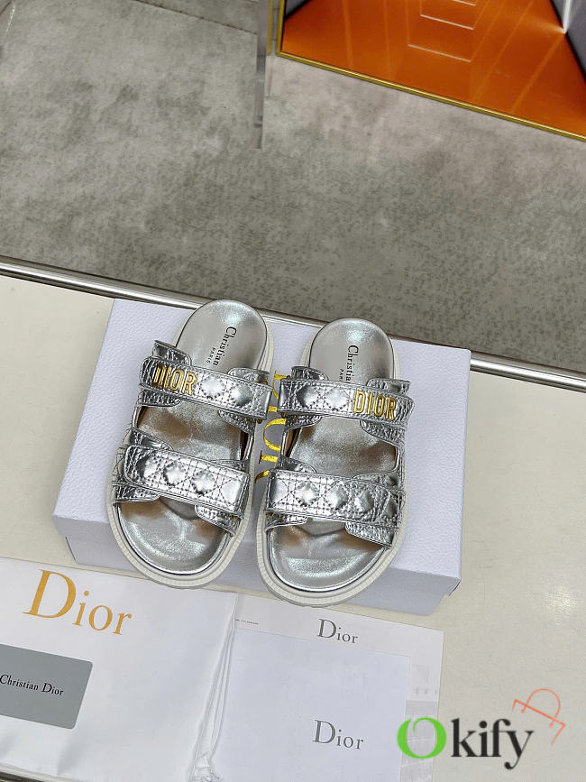 Okify Dior Dioract Slide Silver Sandals EU35-42 - 1