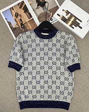 Okify Gucci Jacquard Top In Dark Blue And Gray SML  - 1
