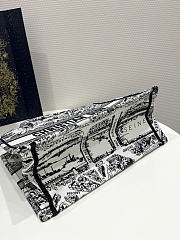 Okify Dior Medium Book Tote Plan De Paris Bag In White and Black 36x18x28cm - 4