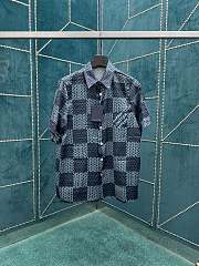 Okify Louis Vuitton Set Of Damier Blue Silk Shirt 1AHVXX And Shorts 1AHVT9 S-XL  - 2