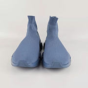 Okify Balenciaga Men's Speed 2.0 Recycled Knit Sneakers In Faded Blue - 4