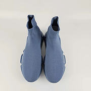 Okify Balenciaga Men's Speed 2.0 Recycled Knit Sneakers In Faded Blue - 3
