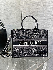 Okify Dior Medium Book Tote Plan De Paris Bag In Black and White 36x16x27cm - 1