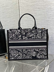 Okify Dior Medium Book Tote Plan De Paris Bag In Black and White 36x16x27cm - 3