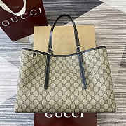 Okify Gucci Emblem Large Tote Bag In Black And Brown 38x25x15cm - 1
