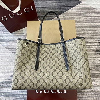 Okify Gucci Emblem Large Tote Bag In Black And Brown 38x25x15cm