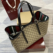 Okify Gucci Emblem Large Tote Bag In Black And Brown 38x25x15cm - 5