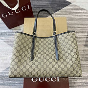 Okify Gucci Emblem Large Tote Bag In Black And Brown 38x25x15cm - 2