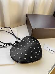 Okify Alaia Le Coeur Calfskin Crystal Heart Bag 21x17x5cm   - 2