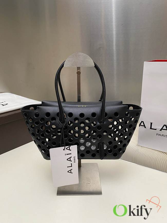 Okify Alaia Neo Mina 20 Bag In Black Perforated Calfskin 20x13.5x10cm  - 1