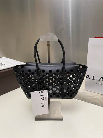 Okify Alaia Neo Mina 20 Bag In Black Perforated Calfskin 20x13.5x10cm 