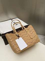 Okify Alaia Mina 25 Bag In Beige Calfskin Vienna Wave 25x20x12cm - 5