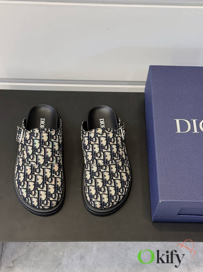 Okify Dior Aqua Mule Slippers For Men In Beige And Black EU38-45  - 1