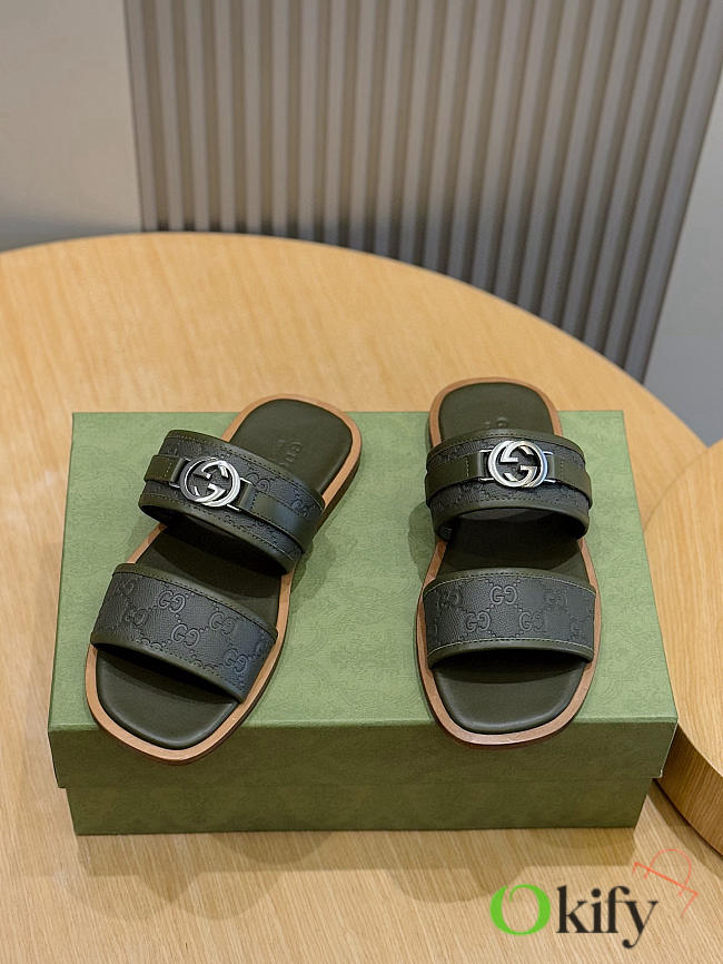 Okify Gucci Green Sandals For Men EU38-45  - 1