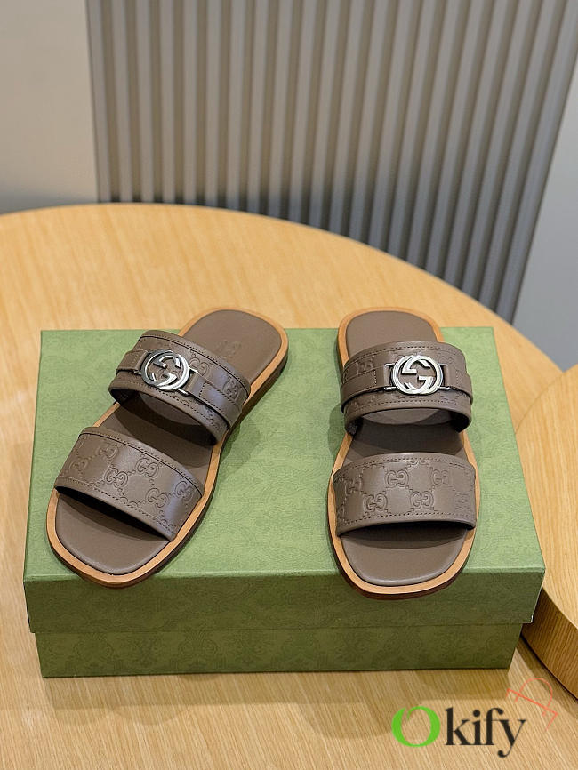 Okify Gucci Light Brown Sandals For Men EU38-45  - 1