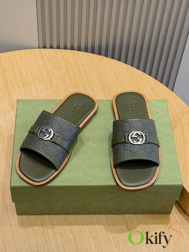 Okify Gucci Lido Green Slides For Men EU38-45  - 1