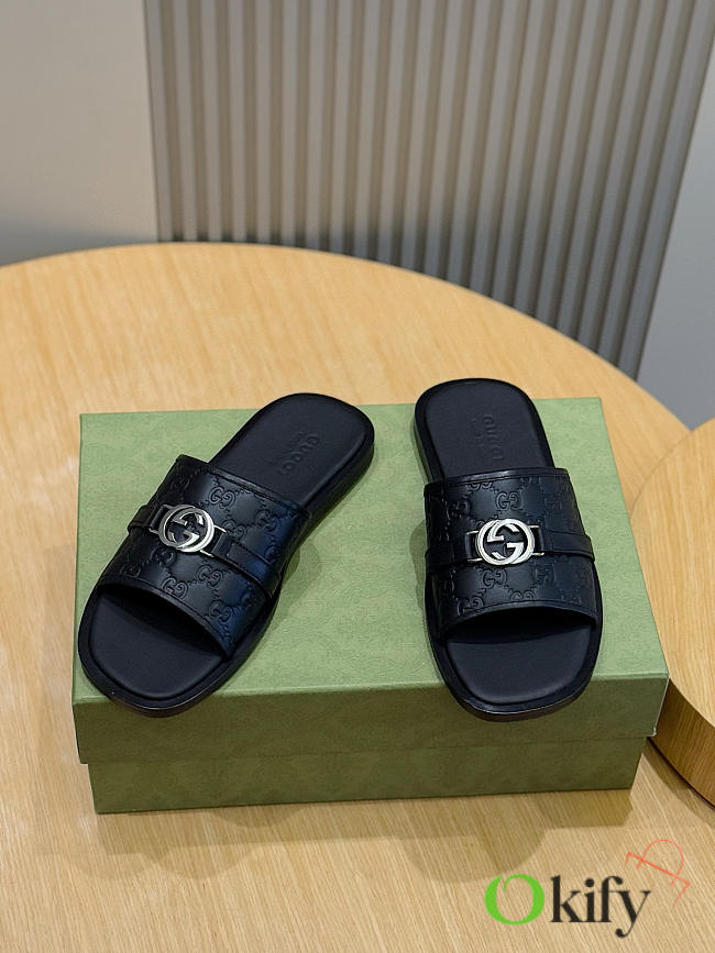 Okify Gucci Lido Black Slides For Men EU38-45  - 1