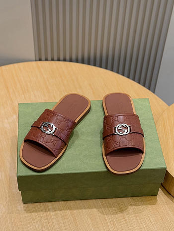 Okify Gucci Lido Brown Slides For Men EU38-45 