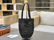 Okify Chloe Banana Raffia Bucket Bag In Black 22x30x2cm  - 5
