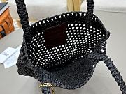Okify Chloe Banana Raffia Bucket Bag In Black 22x30x2cm  - 3
