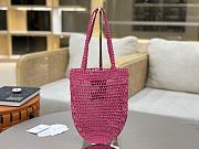 Okify Chloe Banana Raffia Bucket Bag In Pink 22x30x2cm  - 2