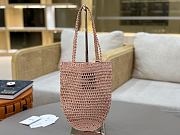 Okify Chloe Banana Raffia Bucket Bag In Light Pink 22x30x2cm  - 4