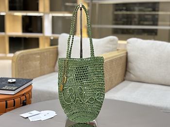 Okify Chloe Banana Raffia Bucket Bag In Green 22x30x2cm 
