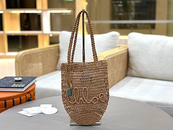 Okify Chloe Banana Raffia Bucket Bag In Light Brown 22x30x2cm 