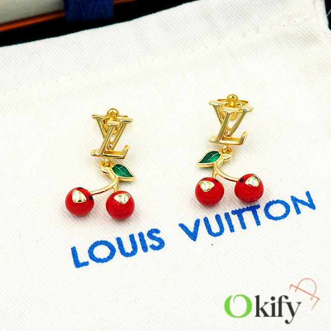 Okify Louis Vuitton Cherry Gold Earrings - 1