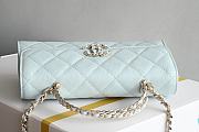 Okify CC Phone Holder With Chain Bag In Light Blue Calfskin 10x18x4.5cm  - 4