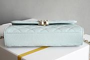 Okify CC Phone Holder With Chain Bag In Light Blue Calfskin 10x18x4.5cm  - 3