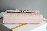 Okify CC Phone Holder With Chain Bag In Light Pink Calfskin 10x18x4.5cm  - 6