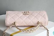Okify CC Phone Holder With Chain Bag In Light Pink Calfskin 10x18x4.5cm  - 5