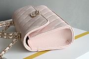 Okify CC Phone Holder With Chain Bag In Light Pink Calfskin 10x18x4.5cm  - 3