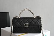 Okify CC Phone Holder With Chain Bag In Black Calfskin 10x18x4.5cm  - 1
