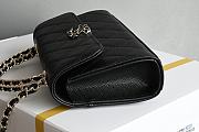 Okify CC Phone Holder With Chain Bag In Black Calfskin 10x18x4.5cm  - 3